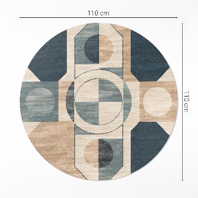 Dywan winylowy okrągły Geometryczne kształty w retro stylu