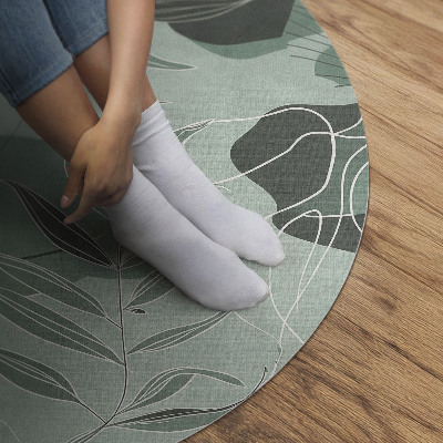 Dywan winylowy okrągły Linearne liście na pastelowych boho plamach