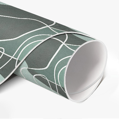 Dywan winylowy okrągły Linearne liście na pastelowych boho plamach