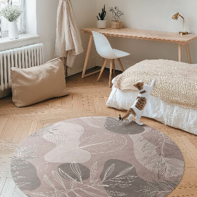 Dywan winylowy okrągły Linearne liście opływowe plamy boho