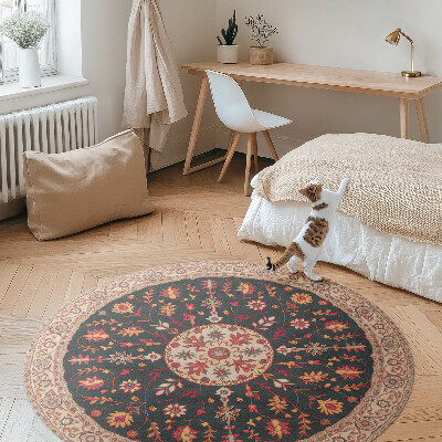 Dywan winylowy okrągły Roślinny ornament wzór vintage perski