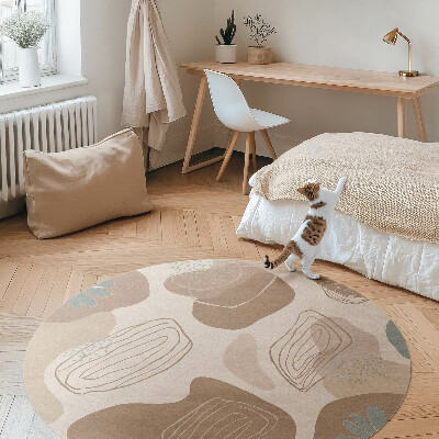 Dywan winylowy okrągły abstrakcja boho opływowe plamy i linie