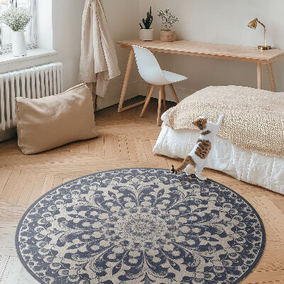 Dywan winylowy okrągły Kalejdoskop kwiatów w stylu retro