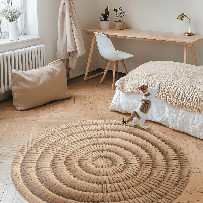 Dywan winylowy okrągły Minimalistyczna plecionka boho