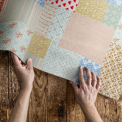 Dywan winylowy Patchwork różne kawałki imitacja tkaniny