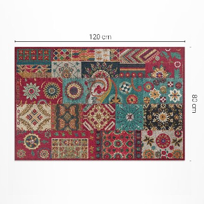Dywan winylowy kolorowy wzór patchworkowy w stylu perskim