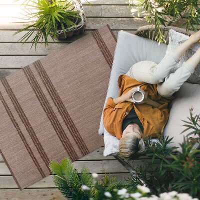 Dywan winylowy Brązowy w linie boho imitacja tkaniny