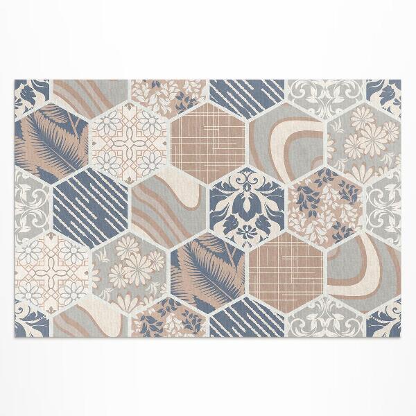 Dywan winylowy Hawajskie hexagony boho kafelki