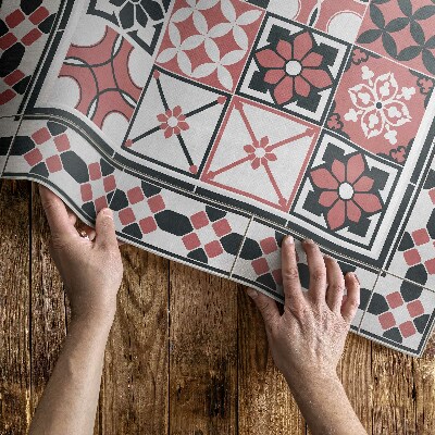 Dywan winylowy Trójkolorowa geometria ozdobne kafelki