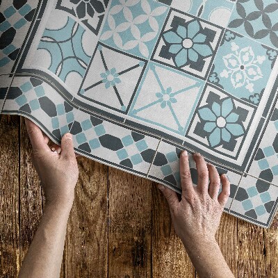 Dywan winylowy Trójkolorowa geometria ornamentalne kafelki