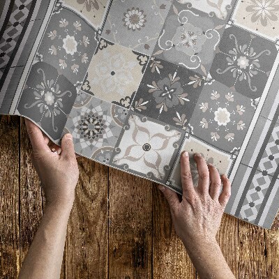 Dywan winylowy Kafelki i pasy wzorzysta mozaika