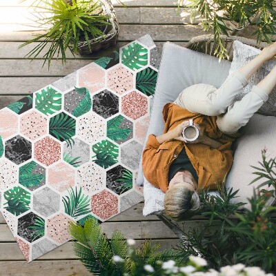 Dywan winylowy Tropikalne hexagony roślin i kamieni