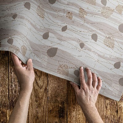 Dywan winylowy Boho listki na tle fal ilustracja