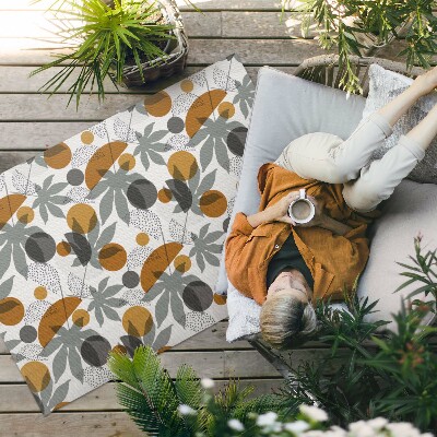 Dywan winylowy Ilustracja liści i kształtów boho