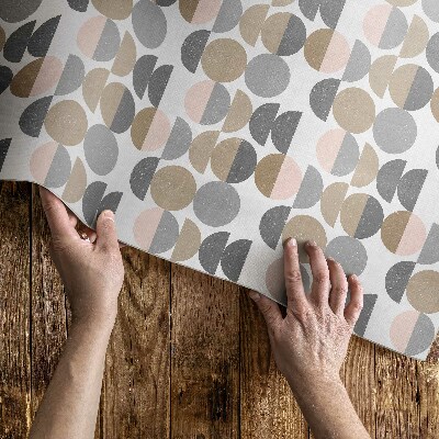 Dywan winylowy Koła i półksiężyce geometryczny wzór retro