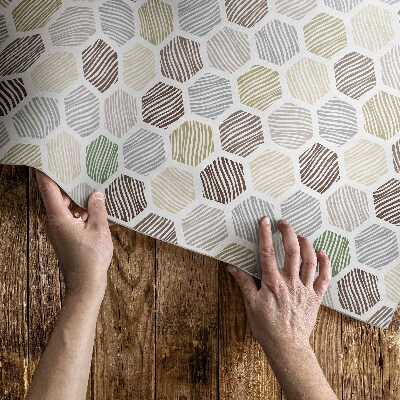 Dywan winylowy Wzorzyste heksagony pastelowe boho barwy