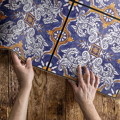 Dywan winylowy Stylowe płytki z roślinnymi ornamentami