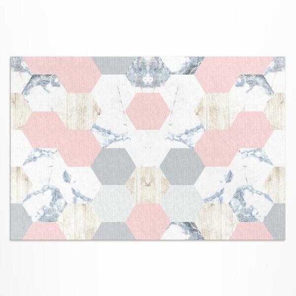 Dywan winylowy Pastelowe heksagony z marmurem