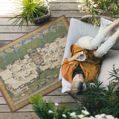 Dywan winylowy Kryszna z krowami gobelin