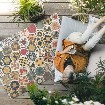 Dywan winylowy Wzorzysta vintage mozaika heksagony