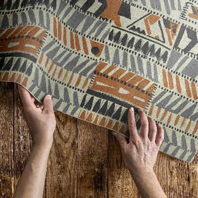 Dywan winylowy Boho linearne abstrakcje styl indiański