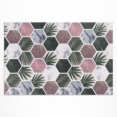 Dywan winylowy Heksagony kamienna mozaika liście