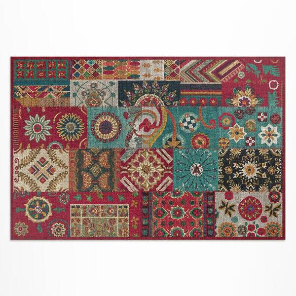 Dywan winylowy kolorowy wzór patchworkowy w stylu perskim