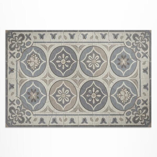 Dywan winylowy Kwiaty na ceramicznych płytkach retro