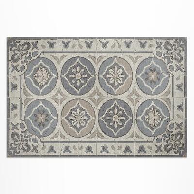 Dywan winylowy Kwiaty na ceramicznych płytkach retro