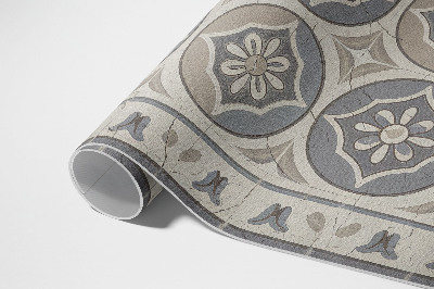 Dywan winylowy Kwiaty na ceramicznych płytkach retro