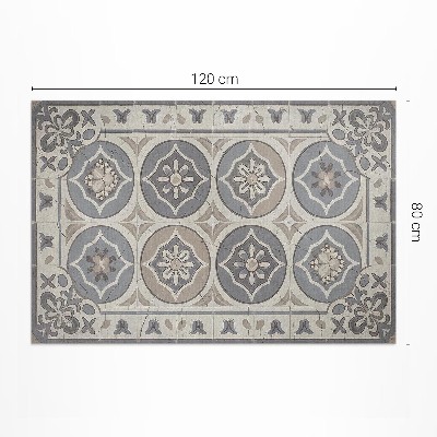 Dywan winylowy Kwiaty na ceramicznych płytkach retro