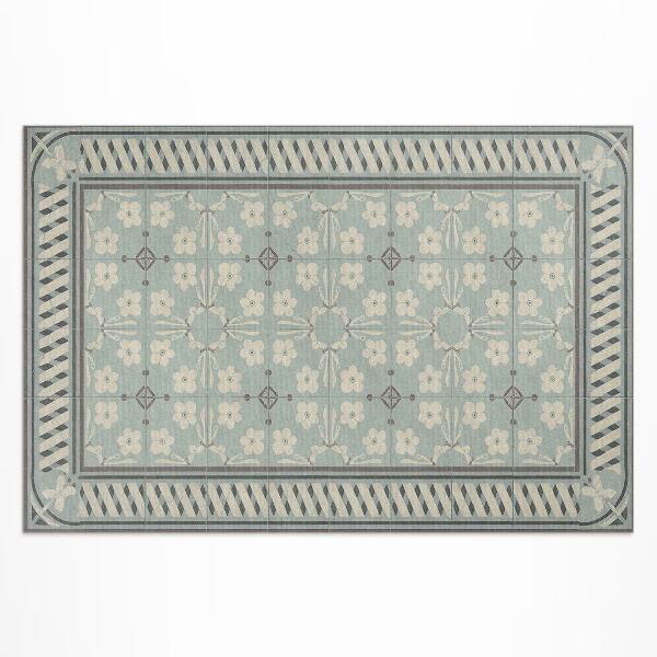 Dywan winylowy Płytki w stylu vintage z kwiatami