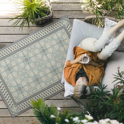 Dywan winylowy Płytki w stylu vintage z kwiatami