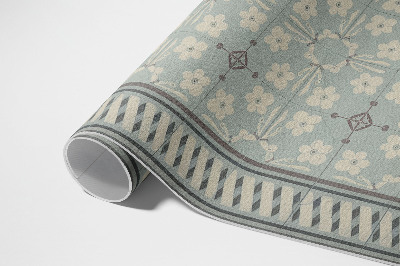 Dywan winylowy Płytki w stylu vintage z kwiatami