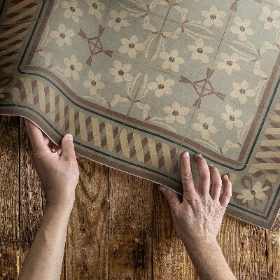 Dywan winylowy Kwiaty i płatki w mozaikach retro stylu