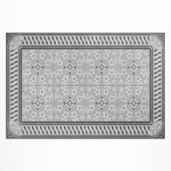 Dywan winylowy Retro ornament z kwiatami na kafelkach