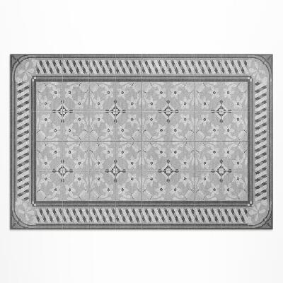 Dywan winylowy Retro ornament z kwiatami na kafelkach