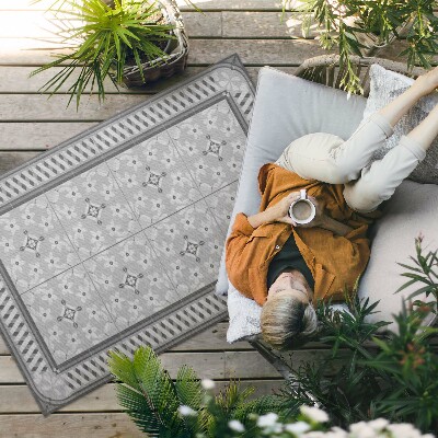 Dywan winylowy Retro ornament z kwiatami na kafelkach