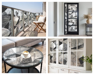 Witraż przyklejany na okno folia matowa Geometryczne figury