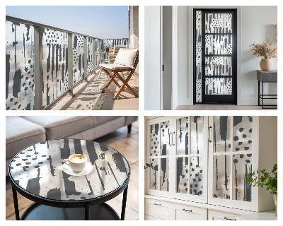 Folia okienna dekoracyjna witraż Pasy i kropki