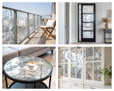 Naklejka witraż na szybę mleczna Roślinny motyw