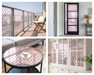 Witraż przyklejany na okno folia matowa Różowe zygzaki