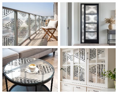 Naklejka witraż na szybę mleczna Geometryczne diamenty