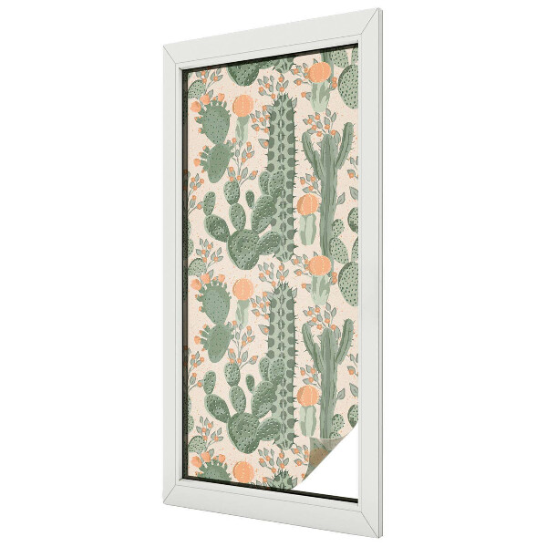 Naklejka witraż na szybę mleczna Zielone sukulenty