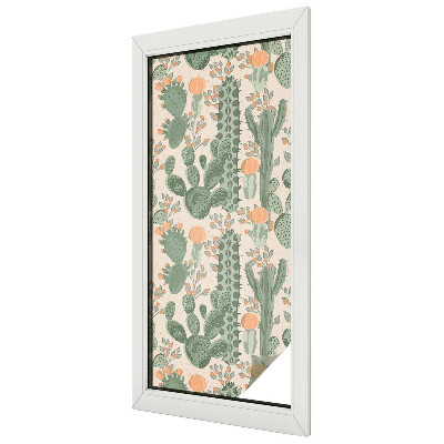 Naklejka witraż na szybę mleczna Zielone sukulenty