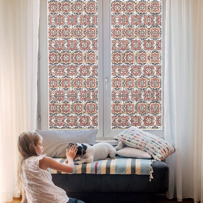 Folia mleczna na okno wzór witraż Kwiatowy ornament