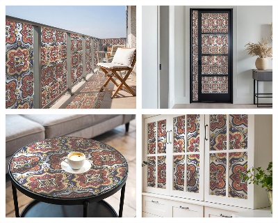 Folia mleczna na okno wzór witraż Kwiatowy ornament