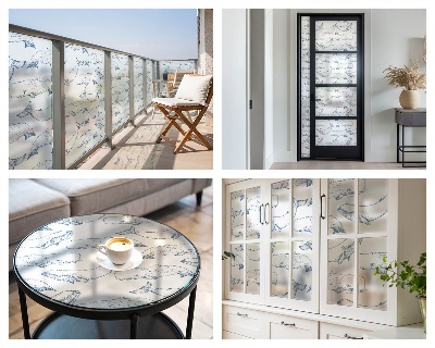 Folia mleczna na okno wzór witraż Morskie inspiracje