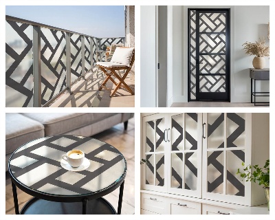 Folia mleczna na okno wzór witraż Przeplatające prostokąty