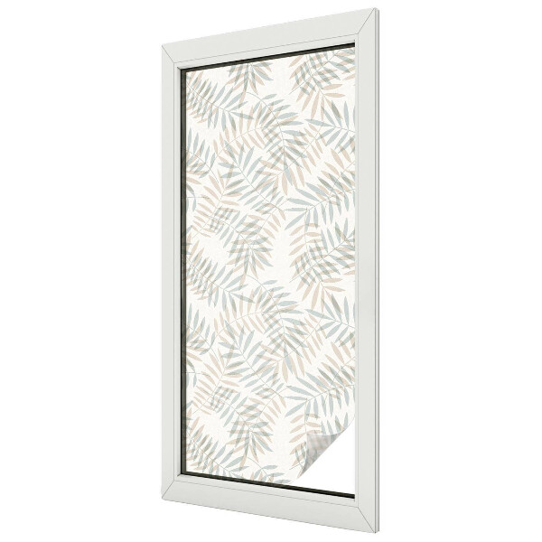 Folia mleczna na okno wzór witraż Liściasta elegancja